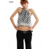 ALINNV Pink Polka Dot Bubble Hem Elastic Cropped Halter Tie Women&