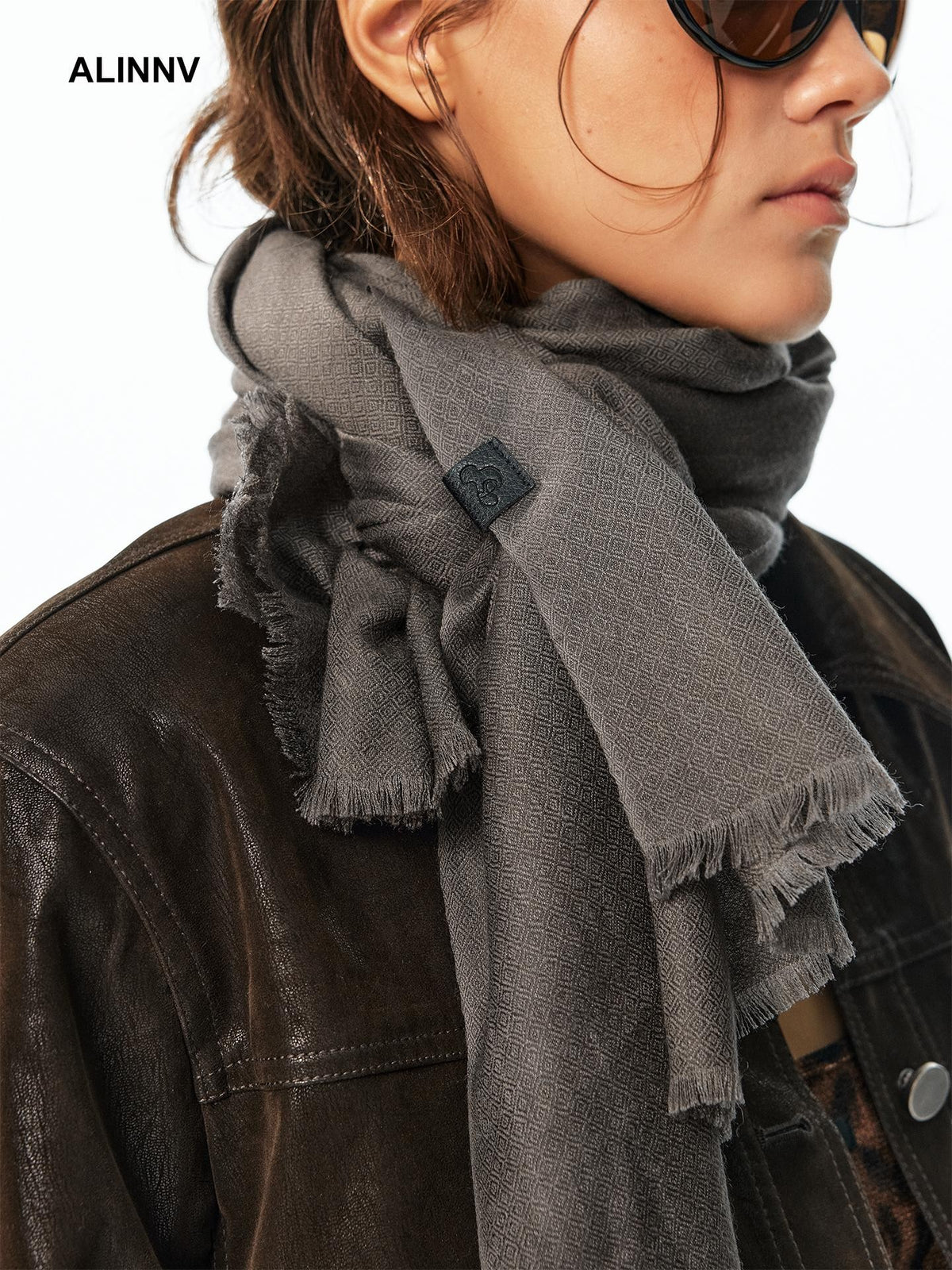 ALINNV Plaid Silk Cashmere Blend Women&