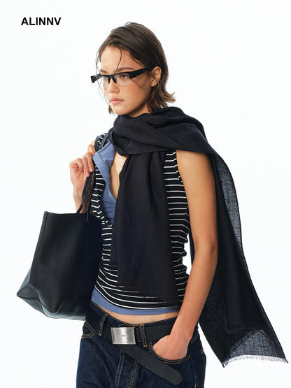 ALINNV Plaid Silk Cashmere Blend Women&