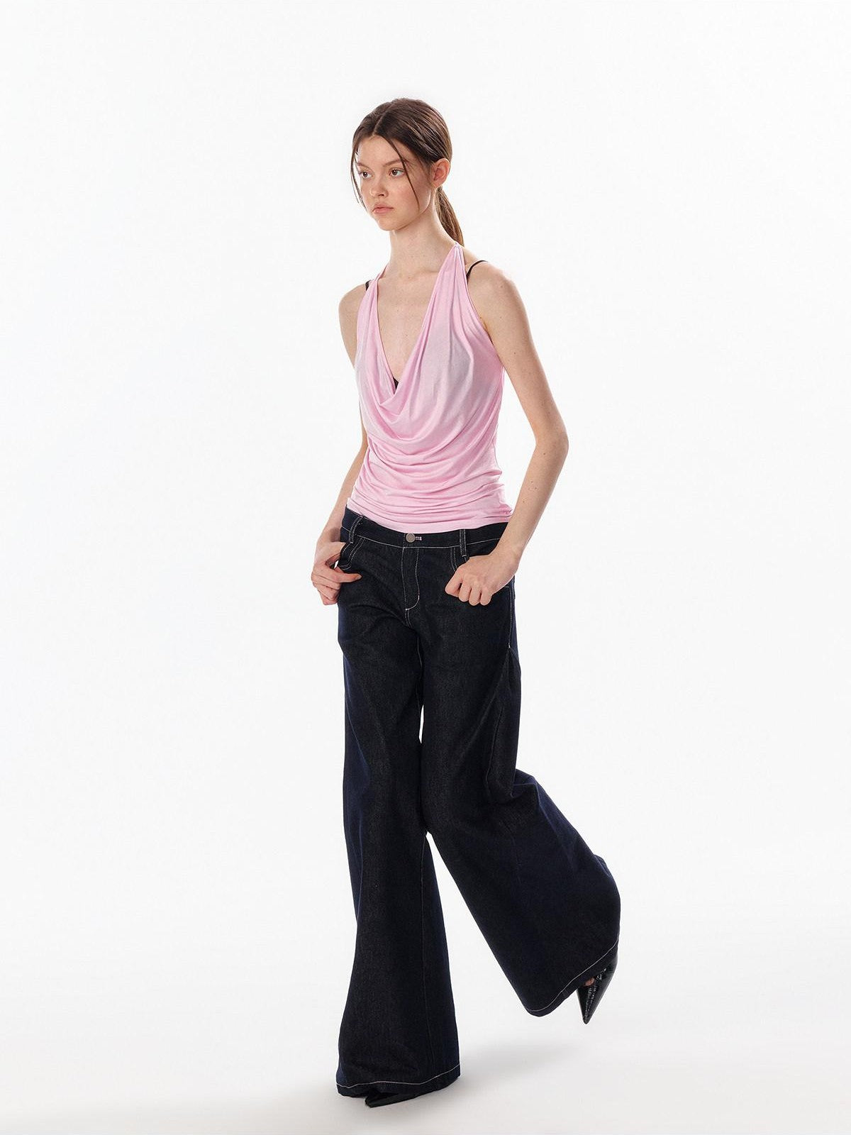 ALINNV Plunging Deep V Halter Tie Backless Strappy Slim Women&