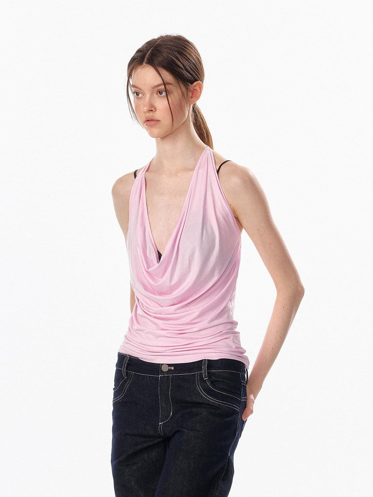 ALINNV Plunging Deep V Halter Tie Backless Strappy Slim Women&