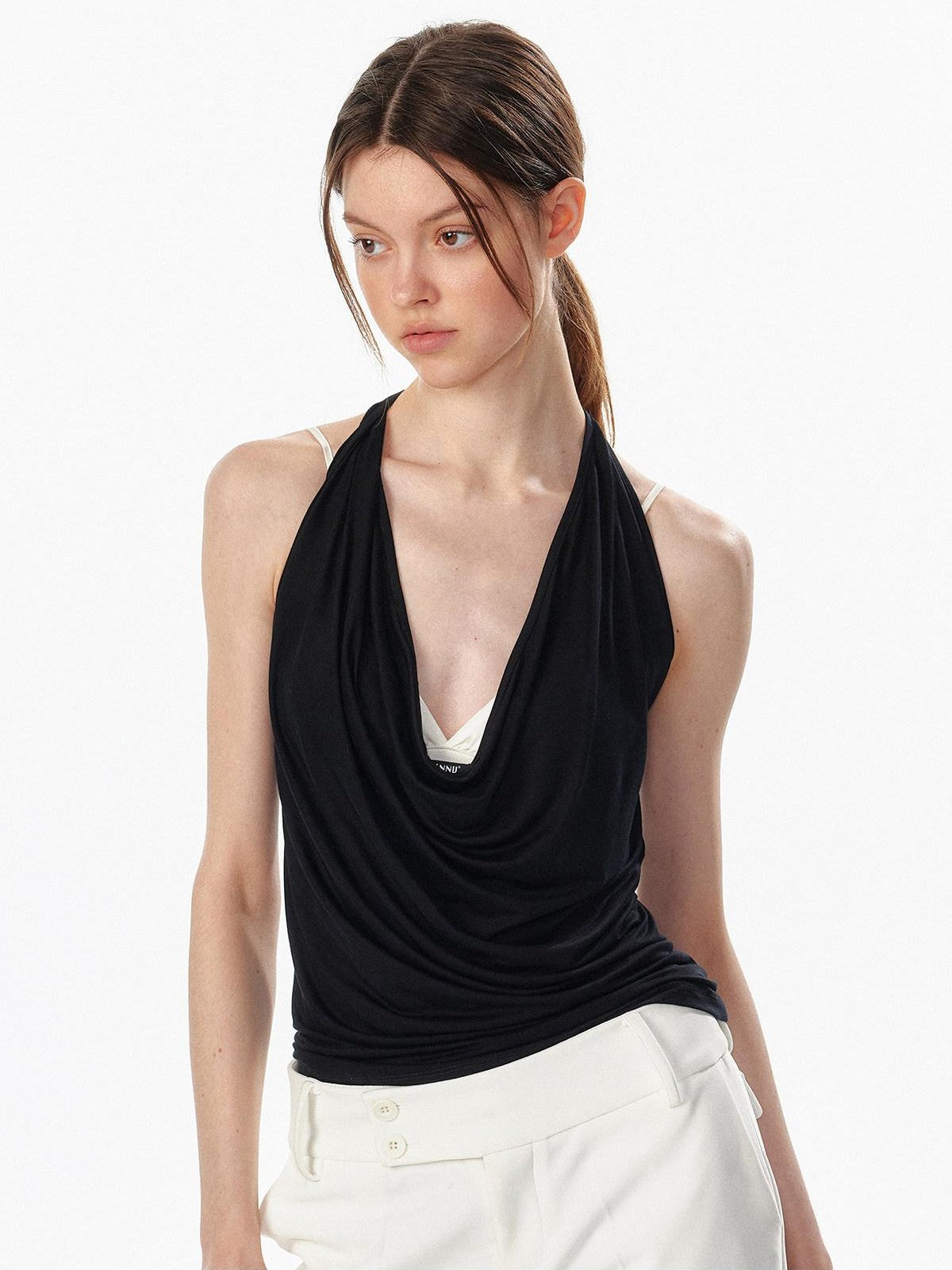 ALINNV Plunging Deep V Halter Tie Backless Strappy Slim Women&