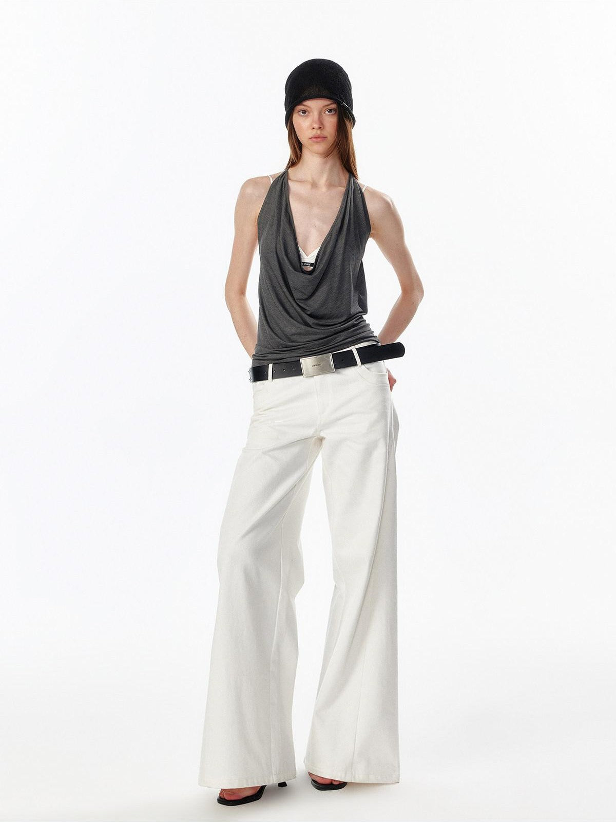 ALINNV Plunging Deep V Halter Tie Backless Strappy Slim Women&