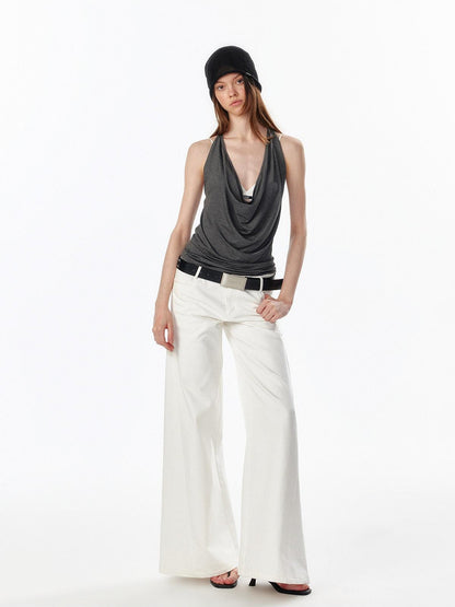 ALINNV Plunging Deep V Halter Tie Backless Strappy Slim Women&