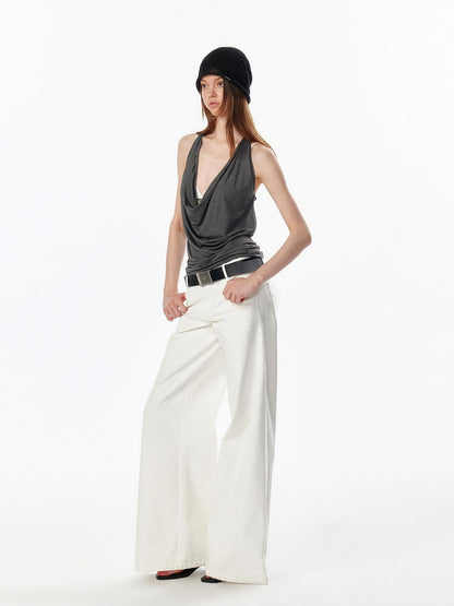 ALINNV Plunging Deep V Halter Tie Backless Strappy Slim Women&