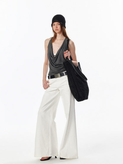 ALINNV Plunging Deep V Halter Tie Backless Strappy Slim Women&