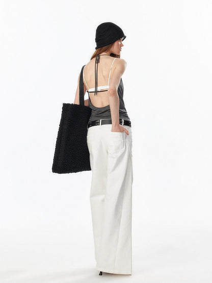 ALINNV Plunging Deep V Halter Tie Backless Strappy Slim Women&