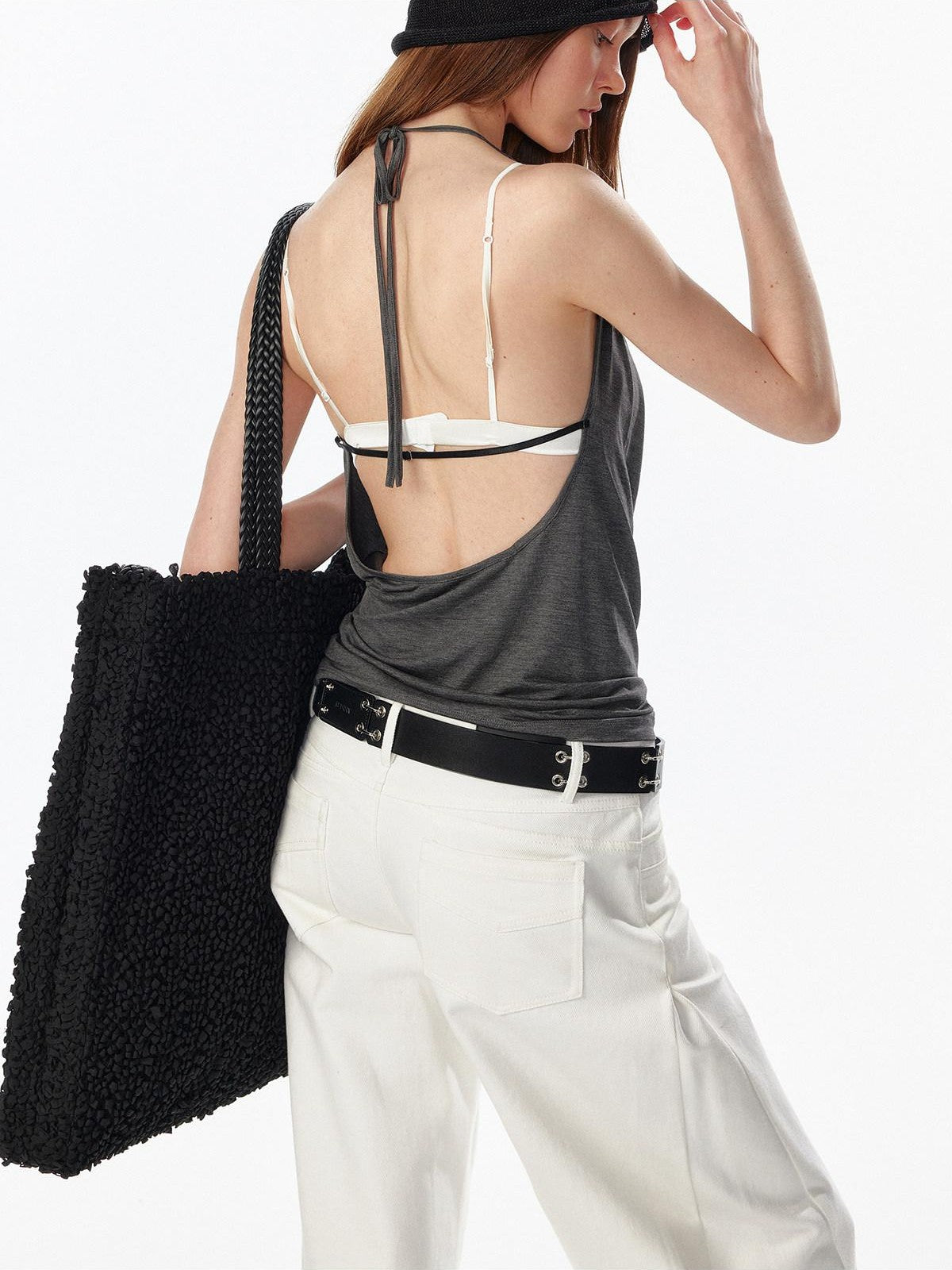 ALINNV Plunging Deep V Halter Tie Backless Strappy Slim Women&