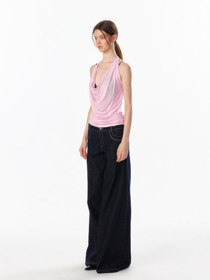 ALINNV Plunging Deep V Halter Tie Backless Strappy Slim Women&