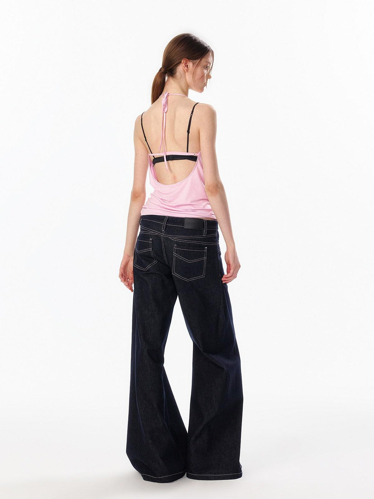 ALINNV Plunging Deep V Halter Tie Backless Strappy Slim Women&