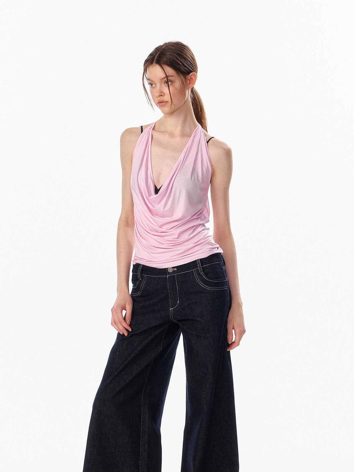 ALINNV Plunging Deep V Halter Tie Backless Strappy Slim Women&