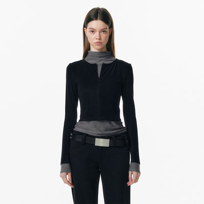 ALINNV_Plush_Colorblock_Faux_Layer_Zip_Half_Collar_Women&