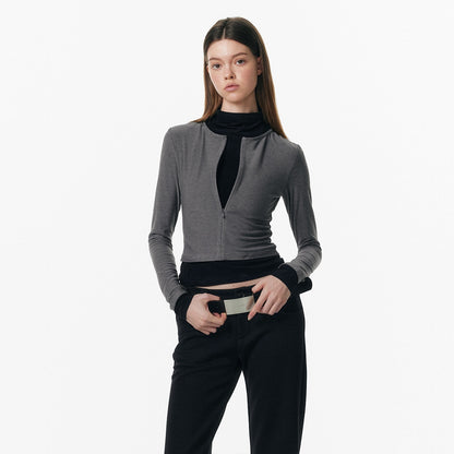 ALINNV_Plush_Colorblock_Faux_Layer_Zip_Half_Collar_Women&
