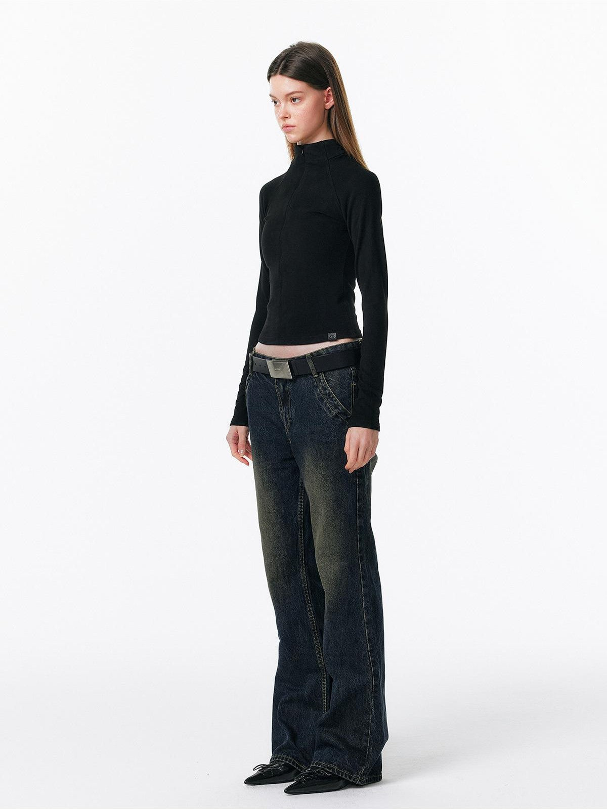 ALINNV Plush Half High Collar Zip Women&