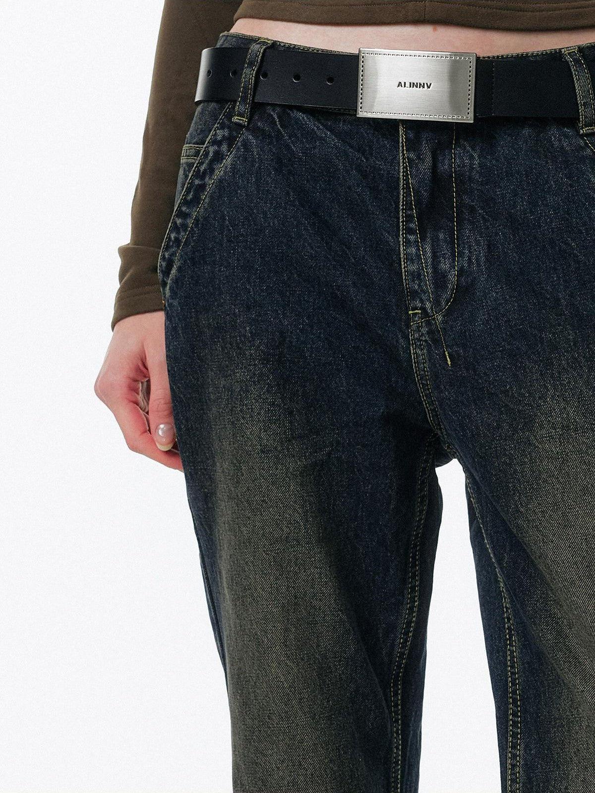 ALINNV Retro Washed Low Rise Micro Flare Women&