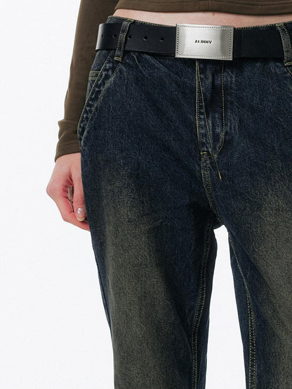 ALINNV Retro Washed Low Rise Micro Flare Women&