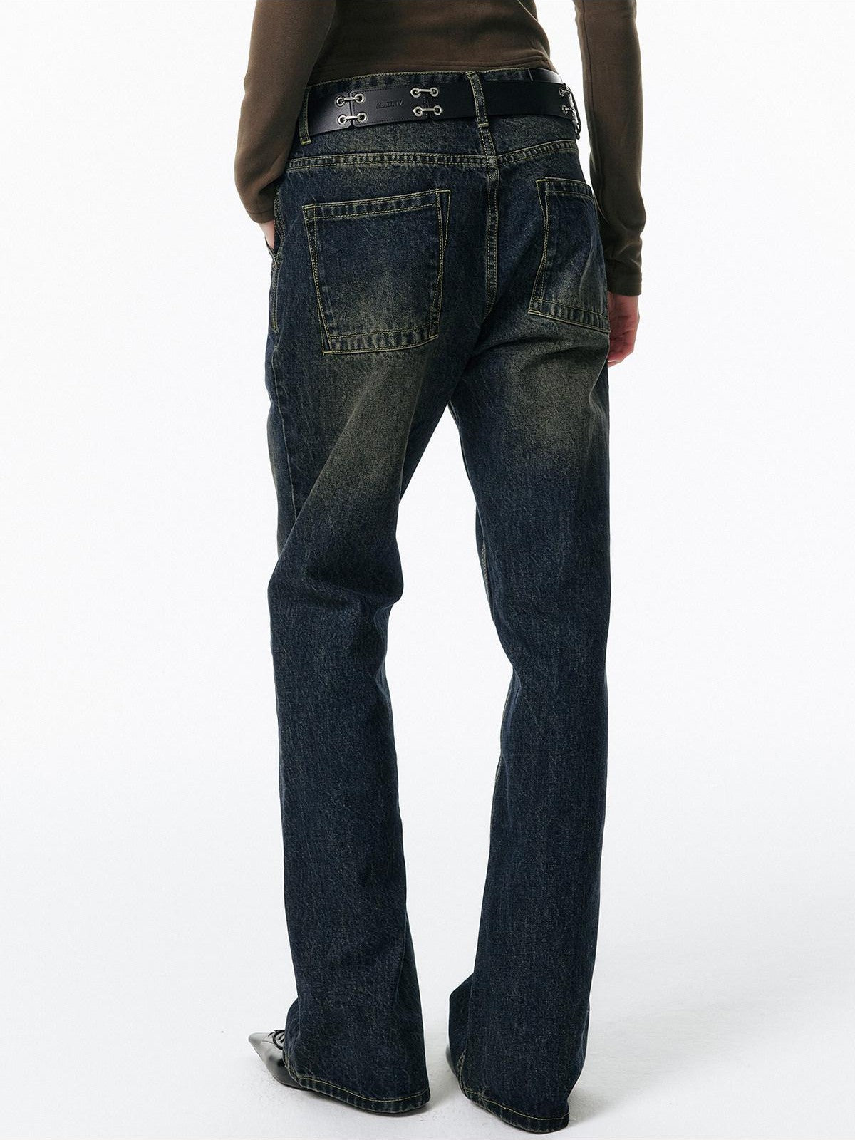 ALINNV Retro Washed Low Rise Micro Flare Women&
