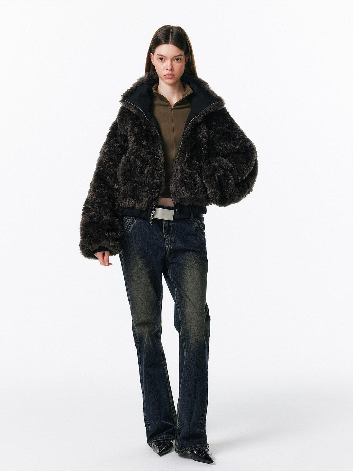 ALINNV Retro Washed Low Rise Micro Flare Women&