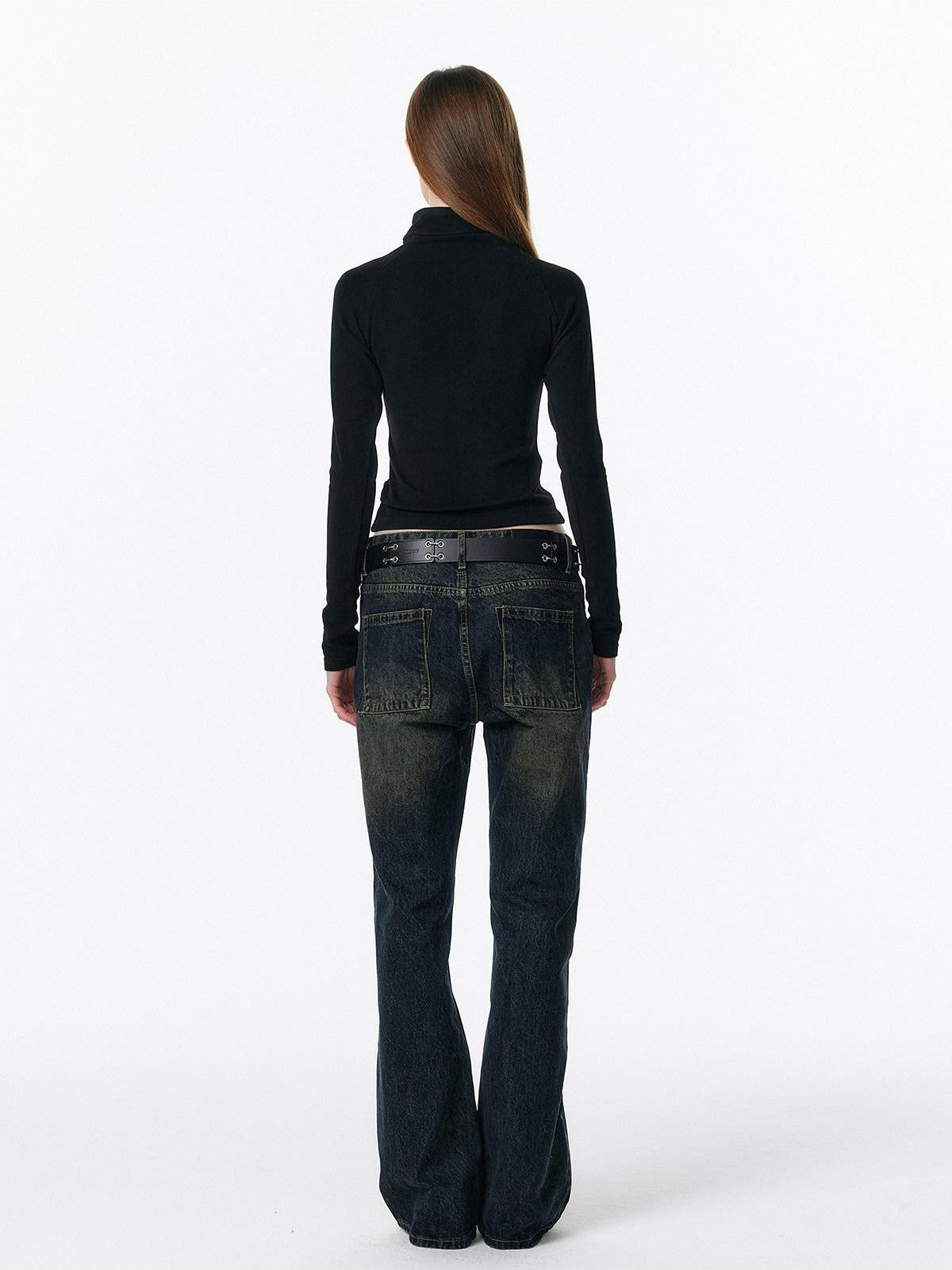 ALINNV Retro Washed Low Rise Micro Flare Women&