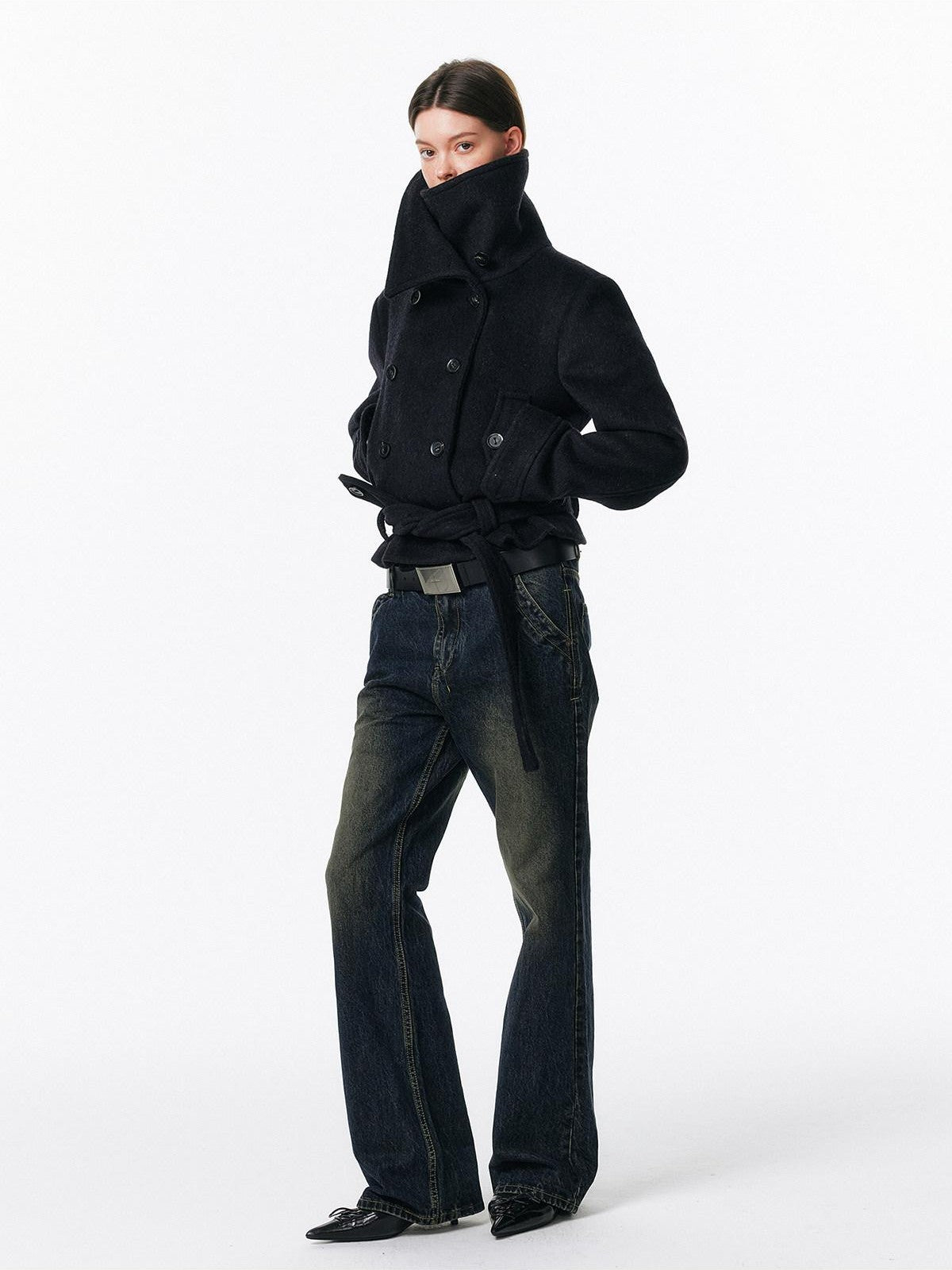ALINNV Retro Washed Low Rise Micro Flare Women&