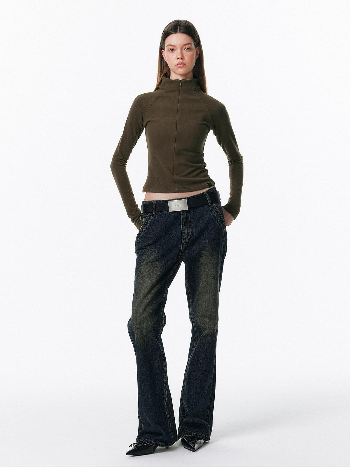 ALINNV Retro Washed Low Rise Micro Flare Women&
