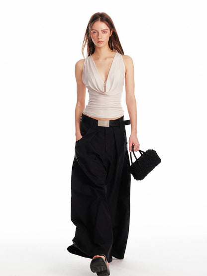 ALINNV STUDIO Acetate Knit V-Neck Tank Top and Camisole Two-Piece Set