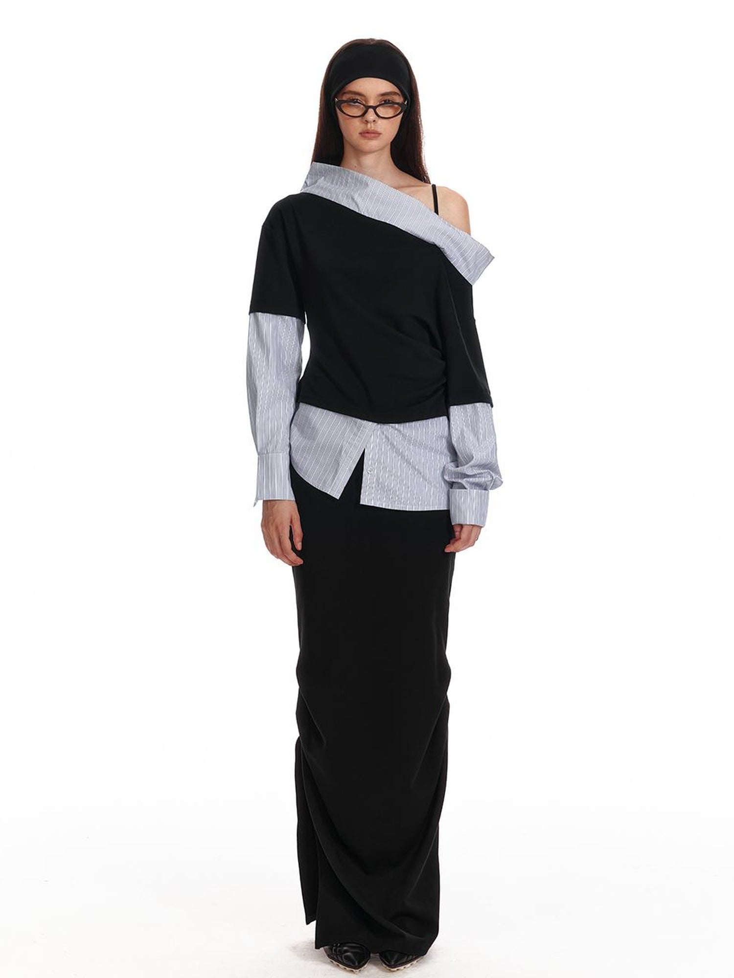 ALINNV STUDIO Asymmetric Off Shoulder Layered Blouse