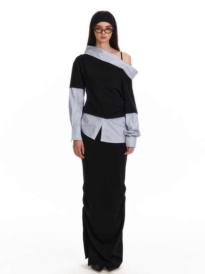 ALINNV STUDIO Asymmetric Off Shoulder Layered Blouse