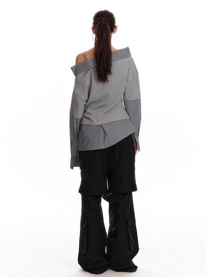 ALINNV STUDIO Asymmetric Off Shoulder Layered Blouse