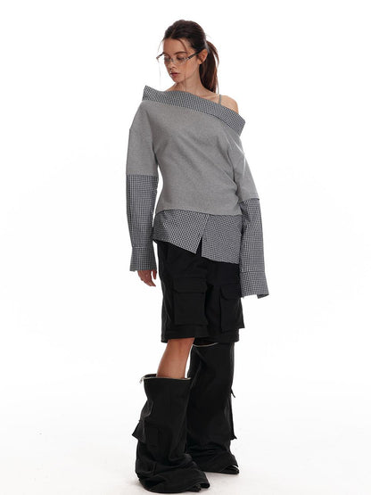 ALINNV STUDIO Asymmetric Off Shoulder Layered Blouse