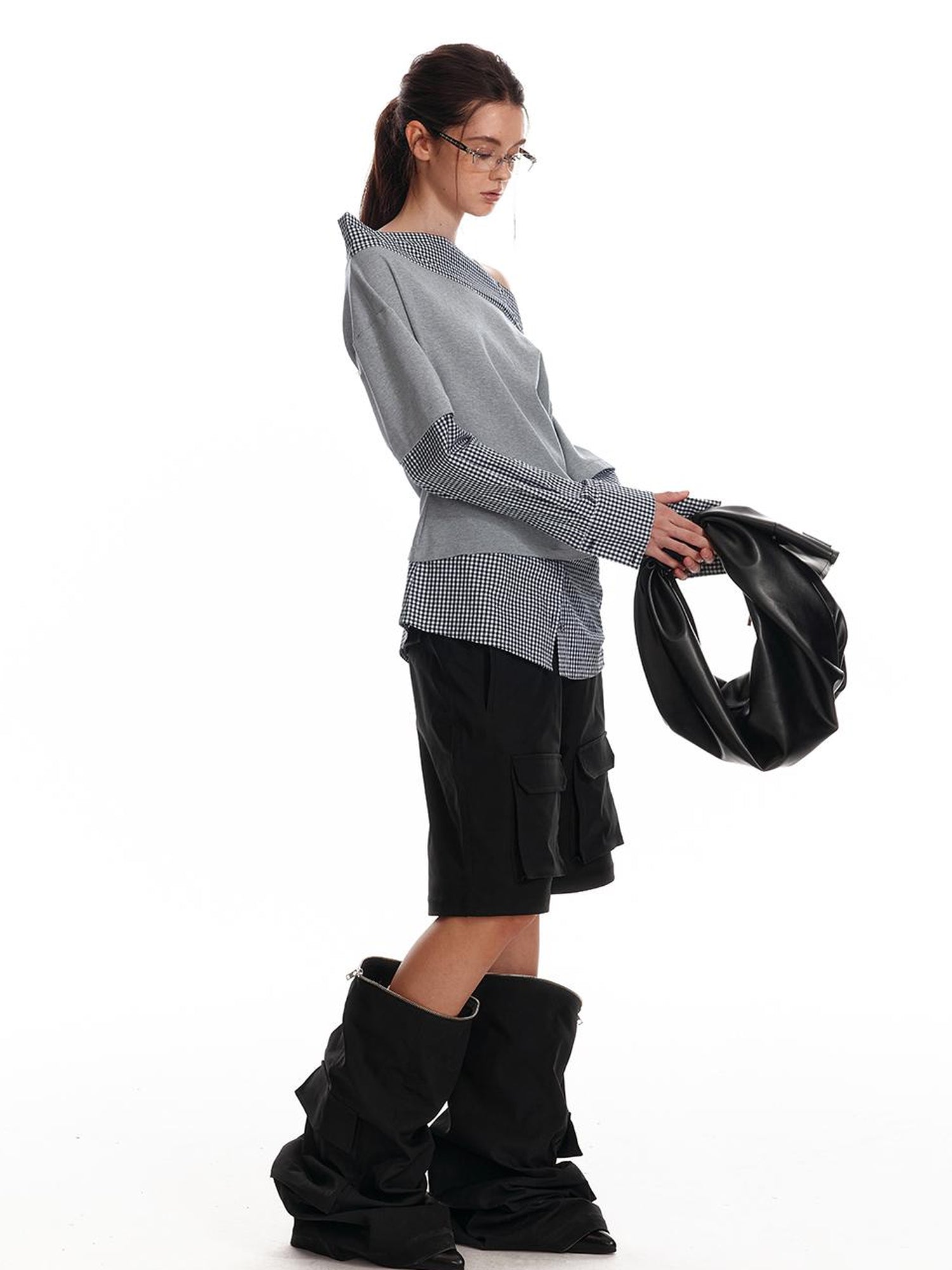 ALINNV STUDIO Asymmetric Off Shoulder Layered Blouse