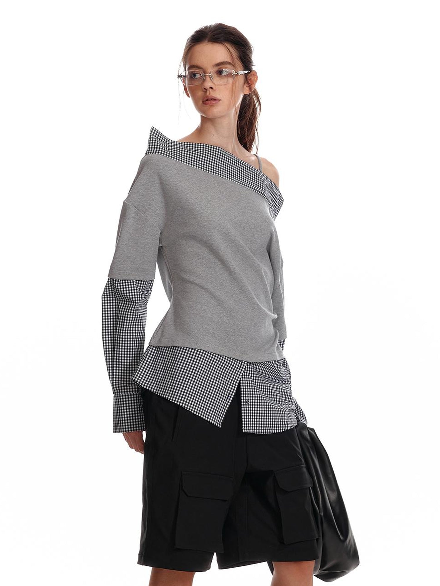 ALINNV STUDIO Asymmetric Off Shoulder Layered Blouse