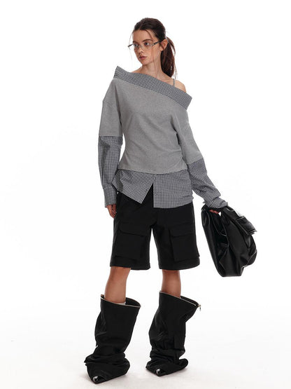 ALINNV STUDIO Asymmetric Off Shoulder Layered Blouse