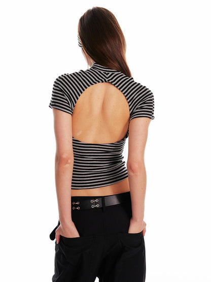 ALINNV STUDIO Backless Slim Fit T Shirt Women Summer 2025