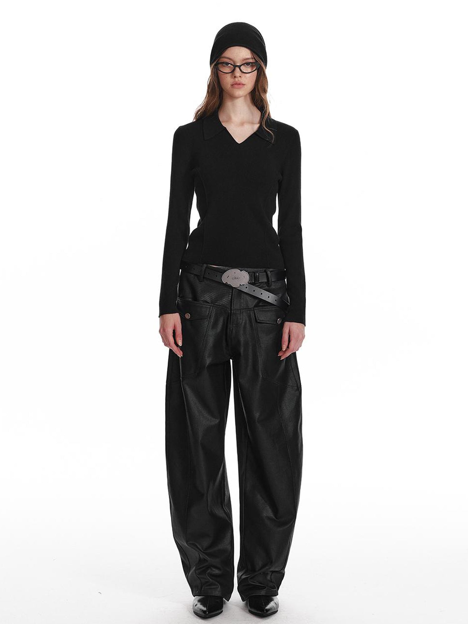 ALINNV STUDIO Basic Turn Collar Layering Shirt With Sleeveless Vest