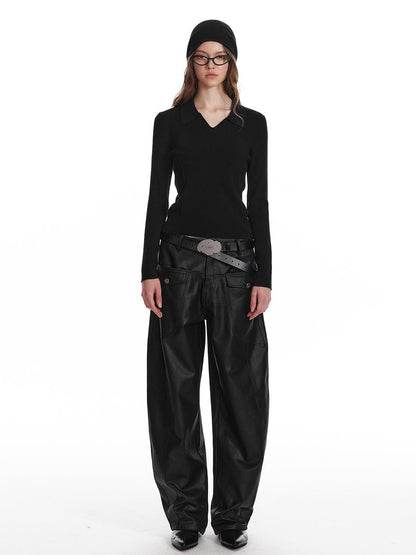 ALINNV STUDIO Basic Turn Collar Layering Shirt With Sleeveless Vest