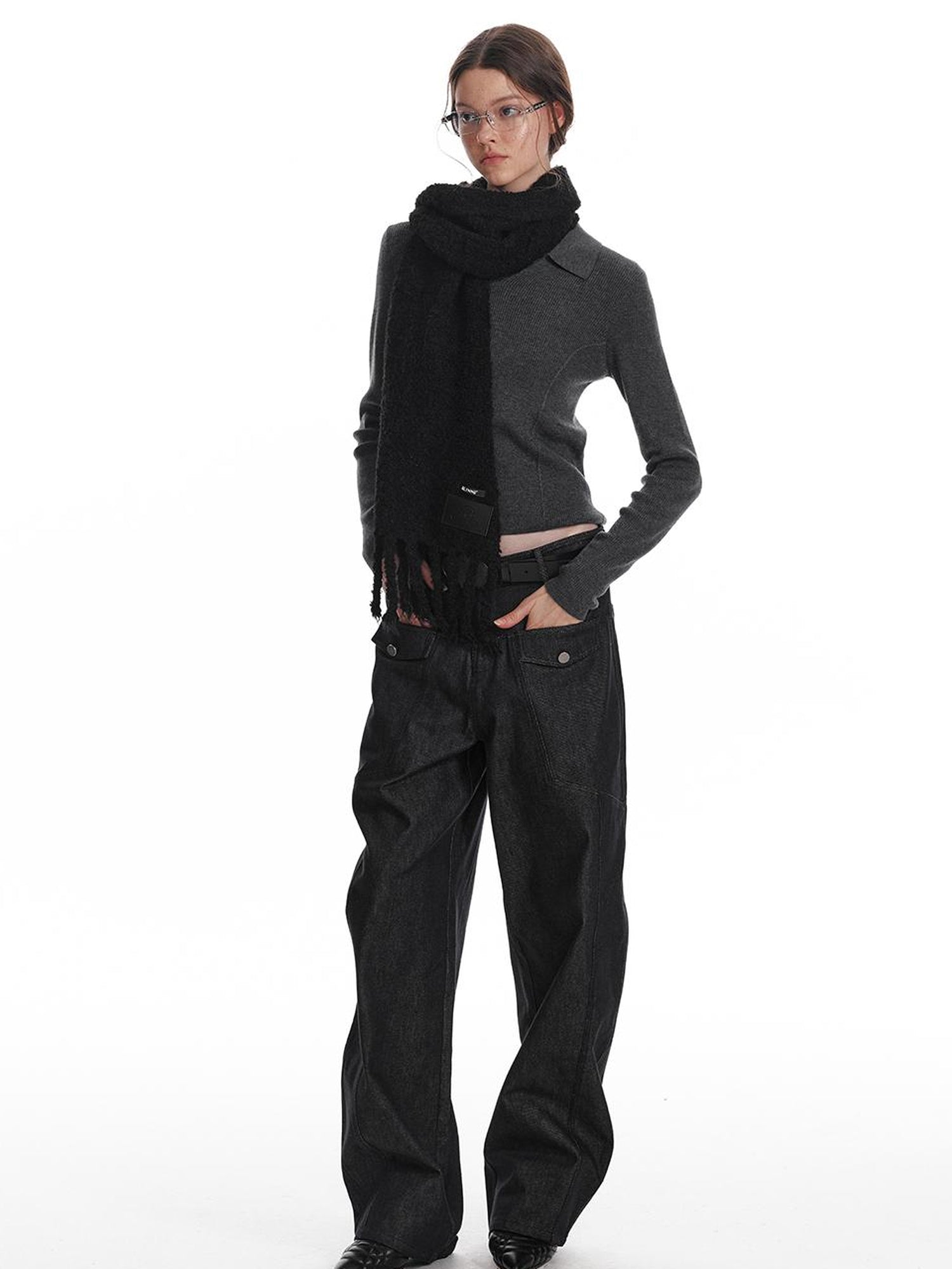 ALINNV STUDIO Basic Turn Collar Layering Shirt With Sleeveless Vest