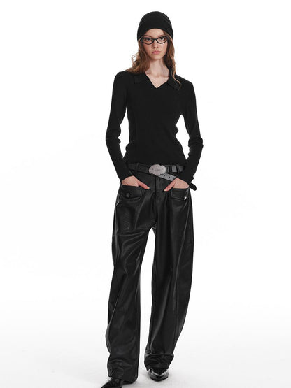 ALINNV STUDIO Basic Turn Collar Layering Shirt With Sleeveless Vest