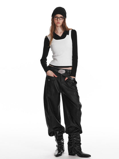 ALINNV STUDIO Basic Turn Collar Layering Shirt With Sleeveless Vest