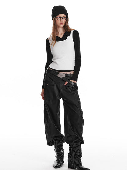 ALINNV STUDIO Basic Turn Collar Layering Shirt With Sleeveless Vest