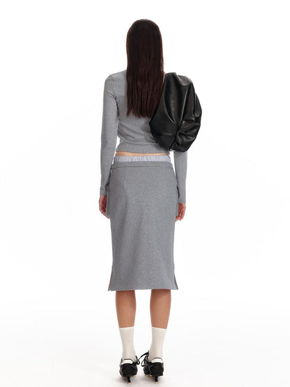 ALINNV STUDIO Bow Print Fitted Long Sleeve Tee