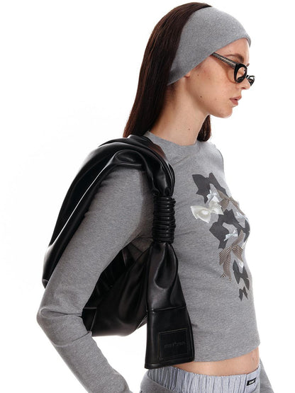 ALINNV STUDIO Bow Print Fitted Long Sleeve Tee