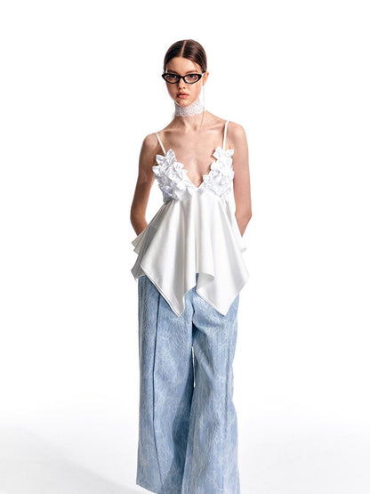 ALINNV STUDIO Butterfly Bow Asymmetric Hem Camisole Top