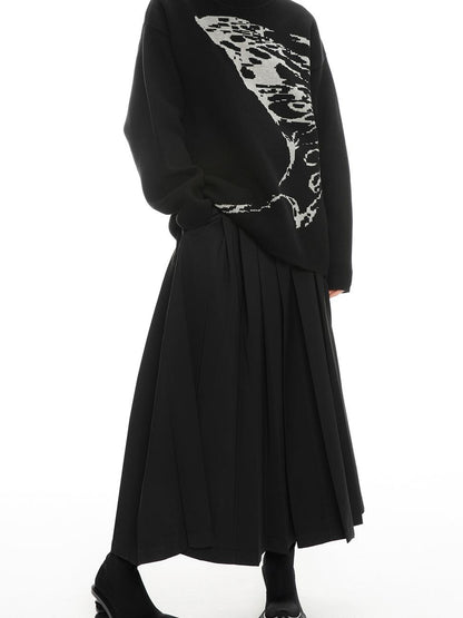 ALINNV STUDIO Butterfly Silhouette Semi Zip Loose Knit Sweater