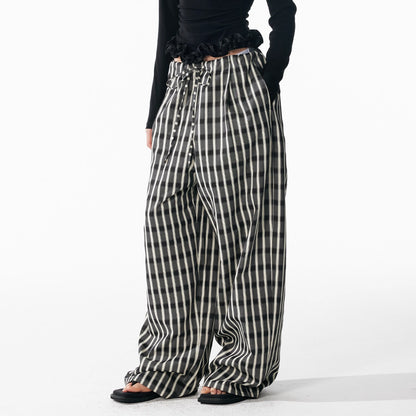 ALINNV_STUDIO_Classic_Check_Deep_V_Long_Sleeve_Shirt_&amp;_Wide_Leg_Pants_Set_MISSTT