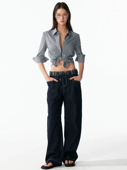 ALINNV STUDIO Classic Cropped Turn Cuff Shirt Shirts