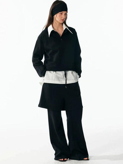 ALINNV STUDIO Deep V Linen Shirt Wide Leg Pants Set Shirts