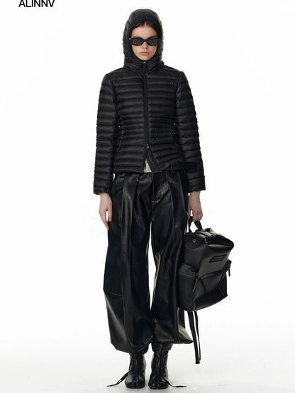 Detachable Hooded Short Down Jacket With 90 Percent White Duck Feather Down Jacket