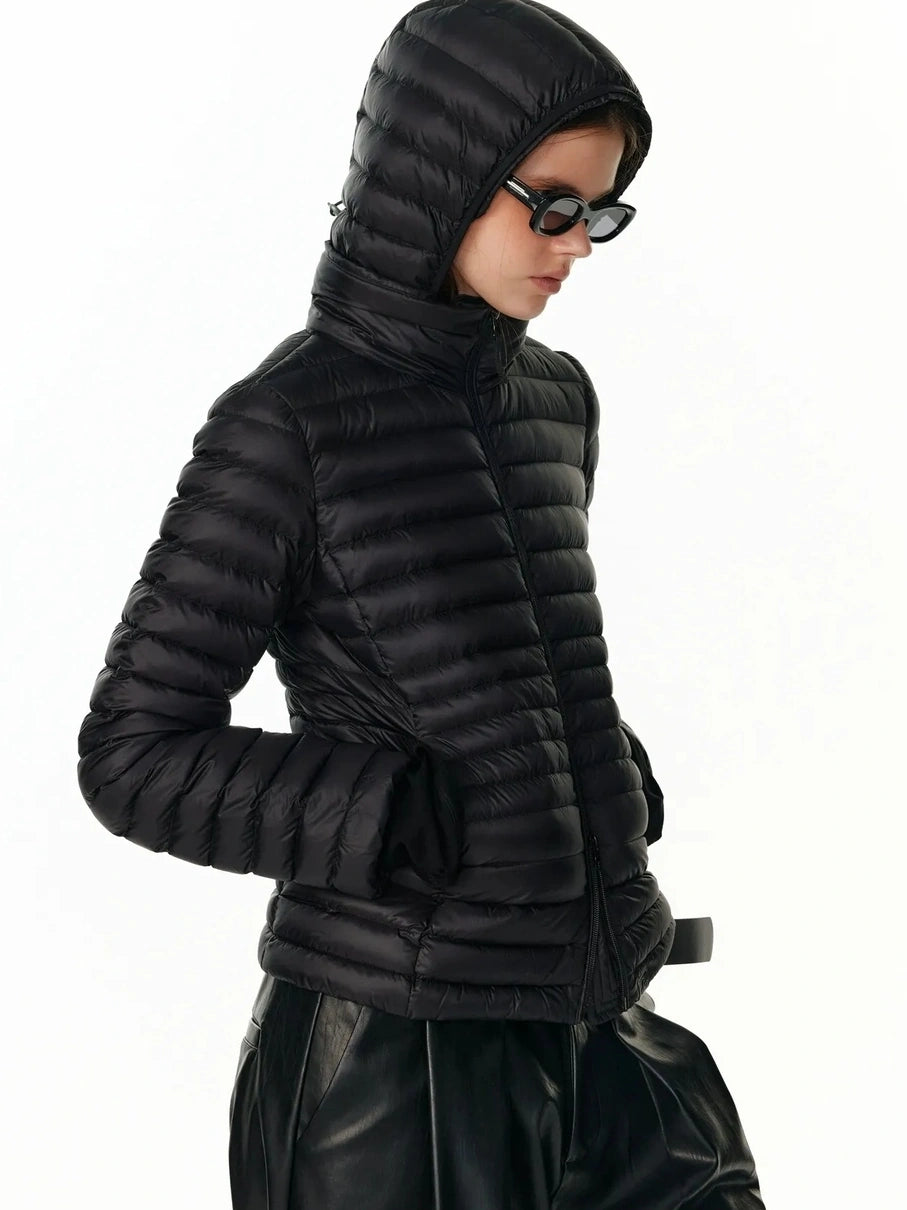 Detachable Hooded Short Down Jacket With 90 Percent White Duck Feather Down Jacket