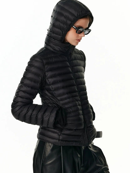 Detachable Hooded Short Down Jacket With 90 Percent White Duck Feather Down Jacket